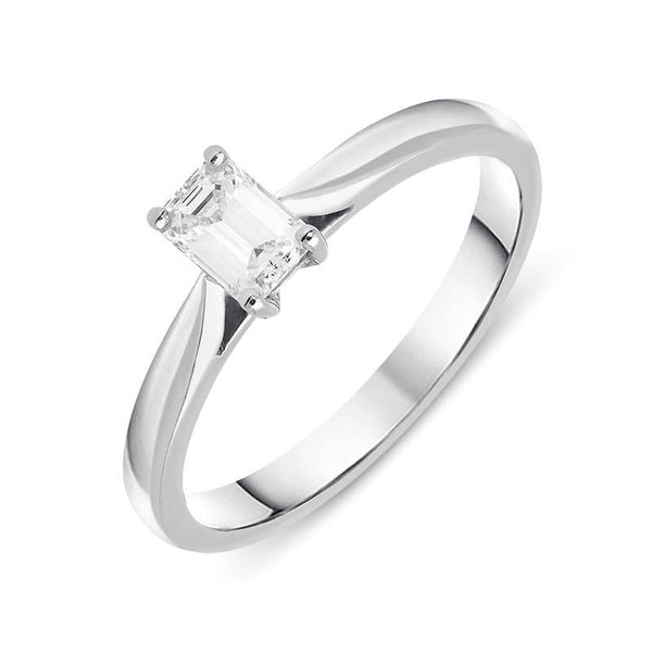 Platinum 0.40ct Diamond Emerald Cut Solitaire Ring. FEU-1619.