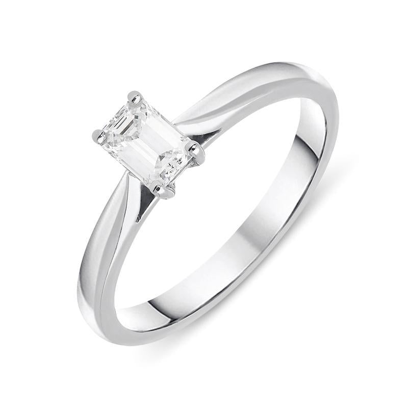 Platinum 0.40ct Diamond Emerald Cut Solitaire Ring. FEU-1619.
