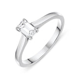 Platinum 0.40ct Diamond Emerald Cut Solitaire Ring, FEU-800. 