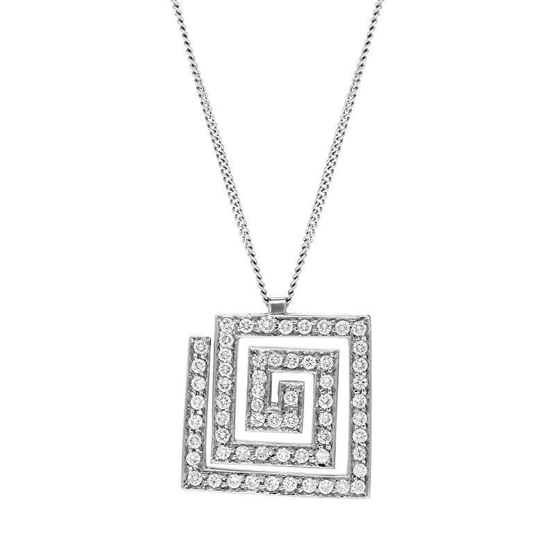 Platinum 0.40ct Diamond Square Spiral Necklace, CL5087D.P.