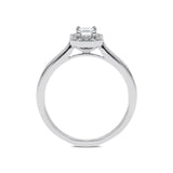 Platinum 0.46ct Diamond Emerald Cut Halo Ring, FEU-1368.