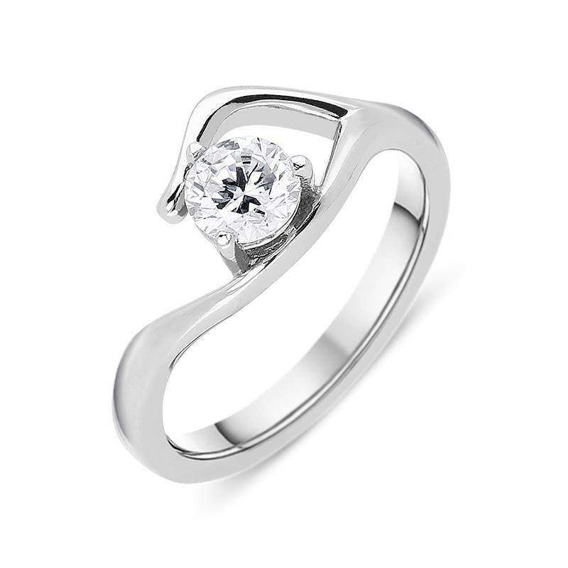 Platinum 0.50ct Diamond Brilliant Cut Solitaire Tri-set Ring, R704.