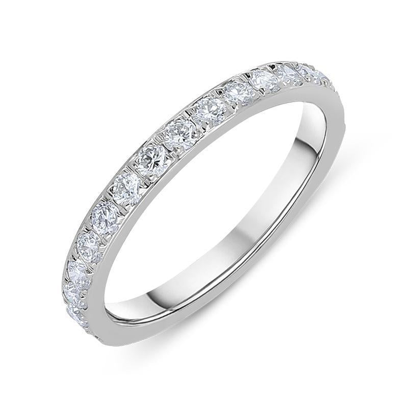 Platinum 0.50ct Diamond Half Eternity Wedding Band Ring, BNN-089.