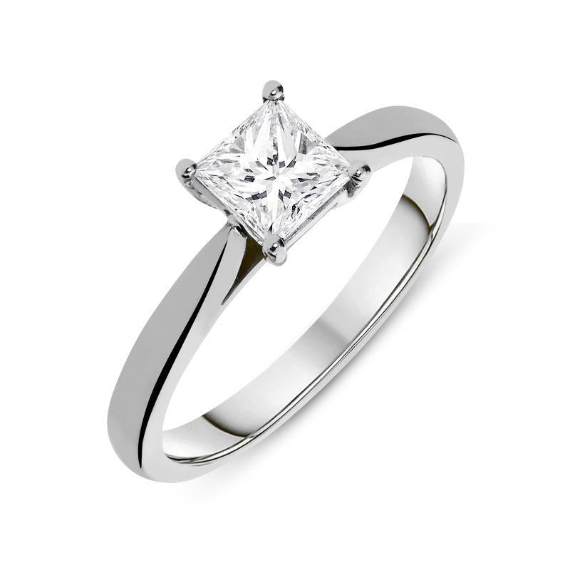 Platinum 0.50ct Diamond Princess Cut Solitaire Ring. FEU-1562.