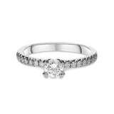 Platinum 0.50ct Diamond Round Brilliant Shoulder Solitaire Ring. FEU-1586.