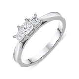 Platinum 0.53ct Diamond Princess Cut Trilogy Ring FEU-1496