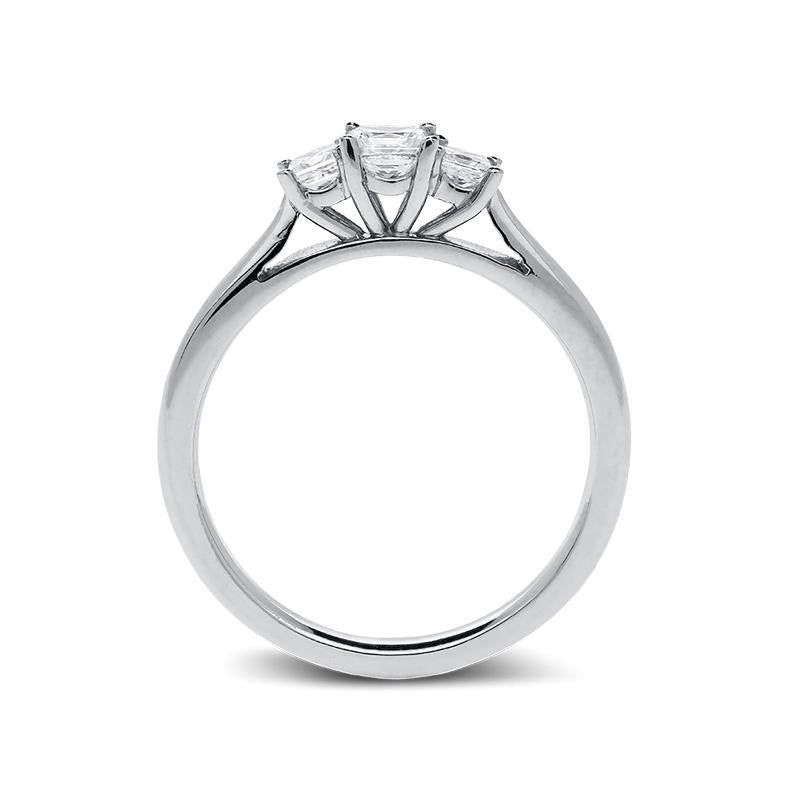 Platinum 0.53ct Diamond Princess Cut Trilogy Ring FEU-1496