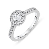 Platinum 0.54ct Diamond Brilliant Cut Halo Ring, FEU-1518.
