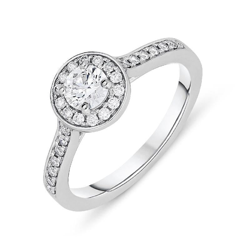 Platinum 0.54ct Diamond Brilliant Cut Halo Ring, FEU-1518.