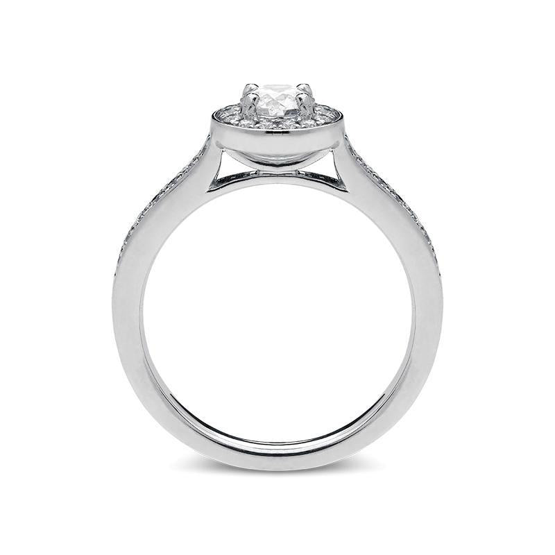 Platinum 0.54ct Diamond Brilliant Cut Halo Ring, FEU-1518.