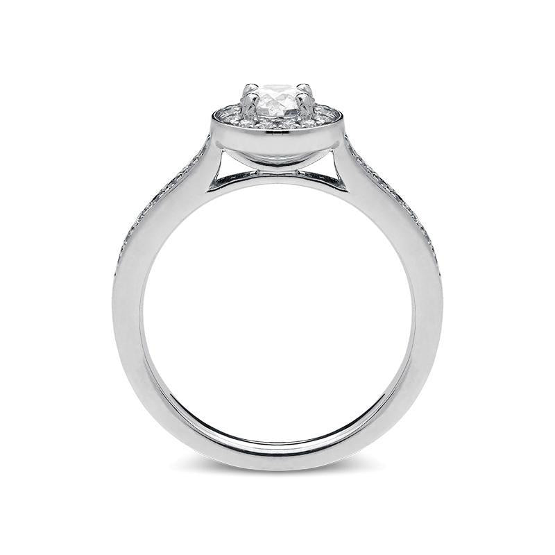 Platinum 0.54ct Diamond Brilliant Cut Halo Ring, FEU-1518.