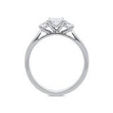 Platinum 0.58ct Diamond Oval Cut Trilogy Ring, FEU-597.