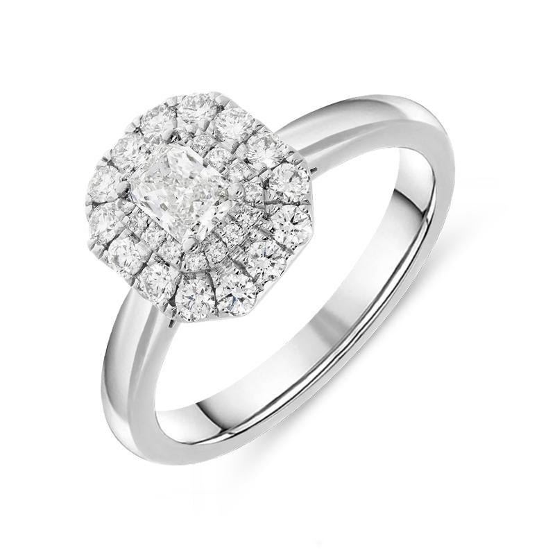 Platinum 0.68ct Diamond Radiant Cut Cluster Ring, FEU-1765.