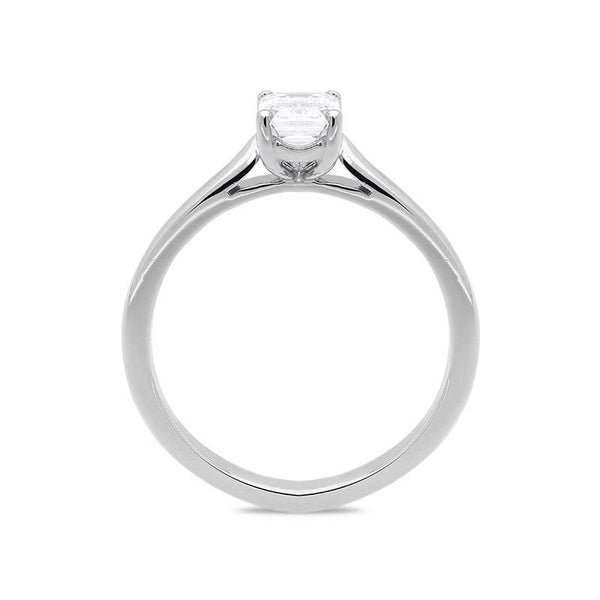 Platinum 0.70ct Diamond Emerald Cut Solitaire Ring. FEU-804.