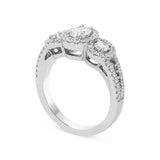 Platinum 1.19ct Diamond Oval Trilogy Cluster Ring, PJW-363.