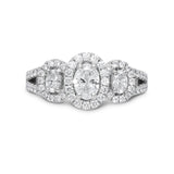 Platinum 1.19ct Diamond Oval Trilogy Cluster Ring, PJW-363.