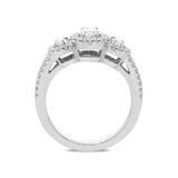 Platinum 1.19ct Diamond Oval Trilogy Cluster Ring, PJW-363.