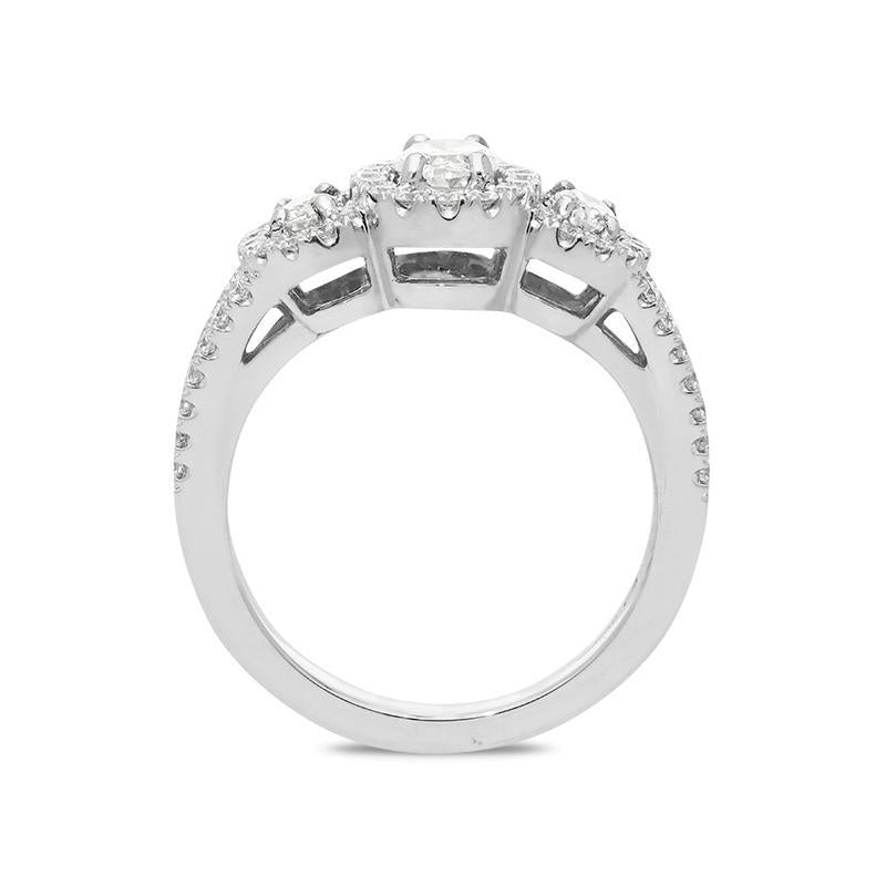 Platinum 1.19ct Diamond Oval Trilogy Cluster Ring, PJW-363.