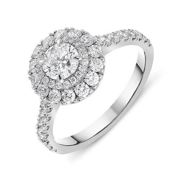 Platinum 1.27ct Diamond Double Halo Ring, FEU-1508.