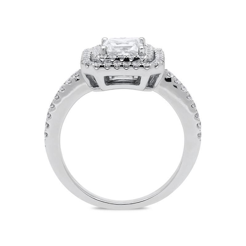 Platinum 1.43ct Diamond Cushion Halo Ring, PJW-173.