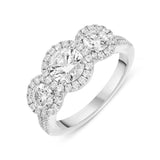 Platinum 1.52ct Diamond Brilliant Cut Trilogy Cluster Ring, PJW-364.