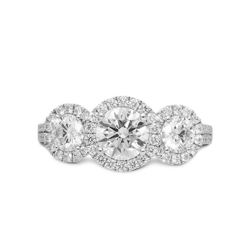 Platinum 1.52ct Diamond Brilliant Cut Trilogy Cluster Ring, PJW-364.