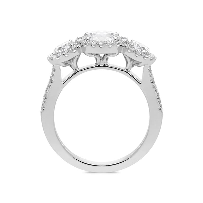 Platinum 1.52ct Diamond Brilliant Cut Trilogy Cluster Ring, PJW-364.