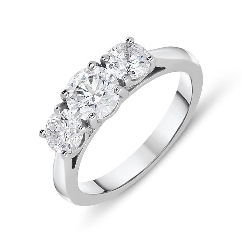 Platinum 1.57ct Diamond Brilliant Cut Trilogy Ring, FEU-1420.