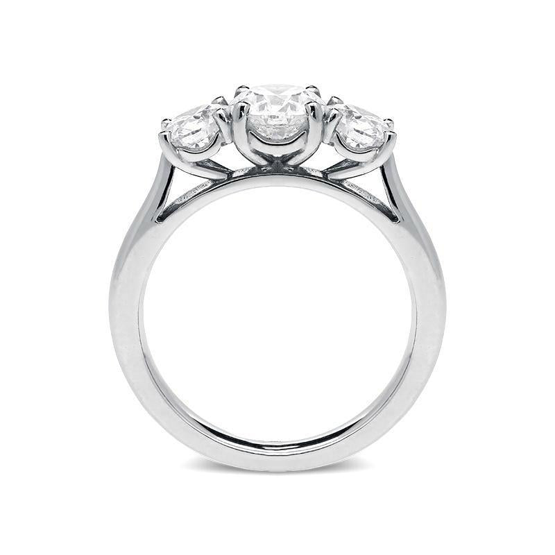 Platinum 1.57ct Diamond Brilliant Cut Trilogy Ring, FEU-1420.