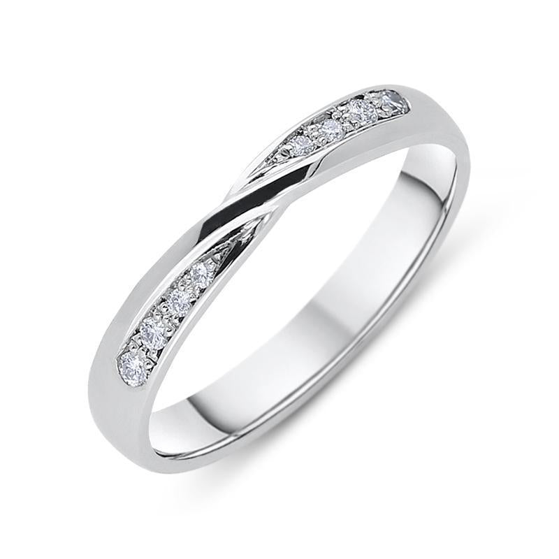Platinum Diamond Brilliant Cut Crossover Ring, BNN-242.