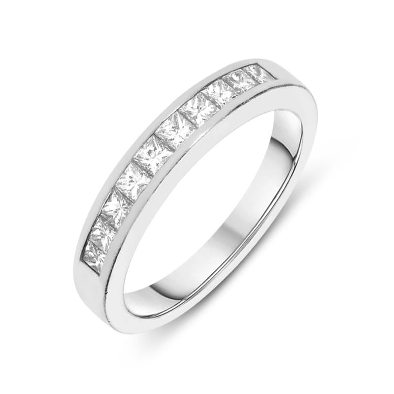 Platinum Diamond Channel Set Princess Cut Half Eternity Ring DW087