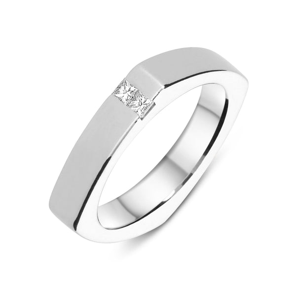 Platinum Diamond Cushion Shaped Wedding Ring, DW074.