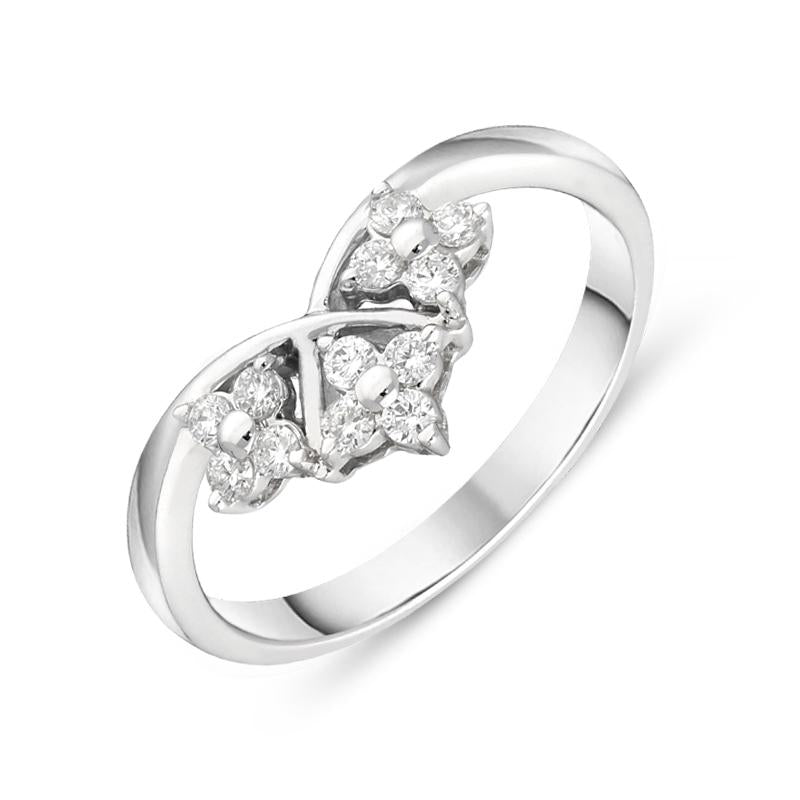 18ct White Gold Diamond Three Flower Ring. R1075.