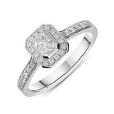 Platinum 0.66ct Diamond Emerald Cut Cluster Ring, FEU-1499.