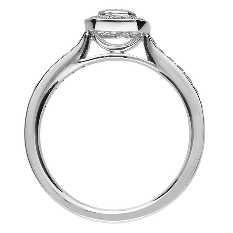 Platinum 0.66ct Diamond Emerald Cut Cluster Ring, FEU-1499.